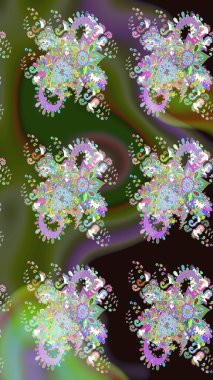 Raster suluboya çiçek deseni, narin çiçekler, yeşil çiçekler, tebrik kartı şablonu. Raster Güzel kumaş deseni.