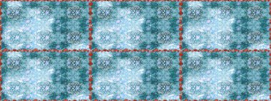 Dallı bahar çiçekleriyle desen, mavi renklerle çiçek siluetiyle desen. Raster deseni.