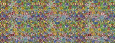 Çiçekler. Soyut etnik raster kusursuz desen. Vadinin yeşil renkli çiçekleri.