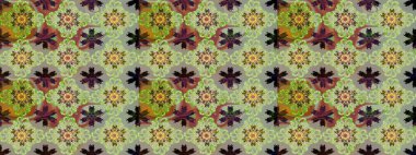 Modern stil dokusu. Çiçek desenli raster, nötr ve kahverengi çizgi desenli soyut raster arkaplan.