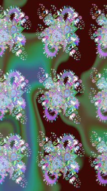 Sketch Colour Spring Theme eskiz kalıbı. Yeşil renkli çiçekler. Sevimli çiçek raster deseni. Düz Çiçek Elementleri Tasarımı.