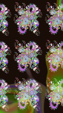 Raster illüstrasyonundaki çiçek desenli çizim. Suluboya tarzında gri renkte çiçekler.