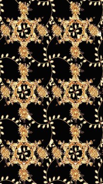 Raster illüstrasyonundaki çiçek desenli çizim. Siyah renkte çiçekler.