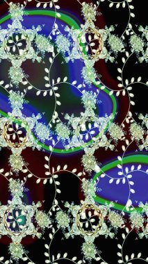 Raster Illustrasyon 'daki Çiçek Deseni' nin son moda çizimi. Siyah renkli çiçekler. Renkli Yaz Temalı eskiz kalıbı. Düz Çiçek Elementleri Tasarımı.