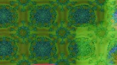 Renkli unsurlarla hareketli arka plan görüntüleri. Çiçekler. Eski model. Bayrak tarzı. Video kaydı. Şablon. Döngü. Kusursuz..