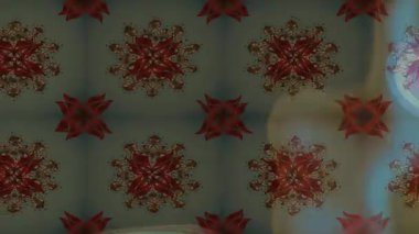 Renkli unsurlarla hareketli arka plan görüntüleri. Çiçekler. Eski model. Bayrak tarzı. Video kaydı. Şablon. Döngü. Kusursuz..