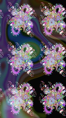 Şirin çiçekler. Raster Moda kumaş deseni. Çizgi çizimi deseni.