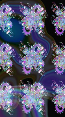 Çiçek izi. Suluboya çizim kalıbı. Suluboya tarzında mavi renkte çiçekler.