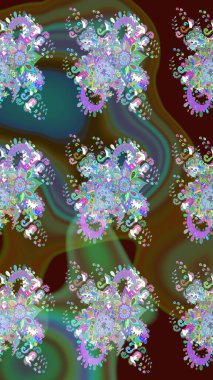 Çiçekli karalama şeklinde Raster çiçek deseni. Kahverengi renkli çiçekler. Yumuşak, bahar çiçekli arka plan.