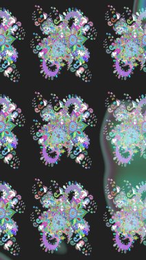 Renkli Bahar Teması eskiz kalıbı. Raster güzel kumaş deseni çiziyor. Çiçek deseni. Düz Çiçek Elementleri Tasarımı.