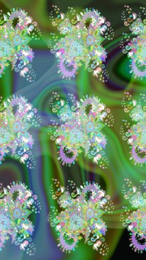 Çiçekli yeşil renkte bir çiçek deseni çiz. Suluboya tarzında yeşil renkte çiçekler.