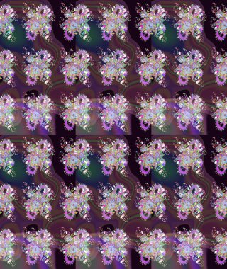 Çizgi çizimi kalıbı. Şirin çiçekler. Raster Moda kumaş deseni.