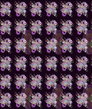 Küçük çiçekteki sevimli çiçek deseni. Raster illüstrasyonu. Nazik, yaz çiçekleri siyah renklerde. Raster deseni.