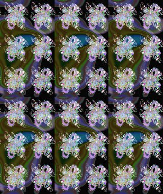 Düz Çiçek Elementleri Tasarımı. Yeşil renkli çiçekler. Güzel çiçek deseni. Renkli Bahar Teması çizim şablonu.