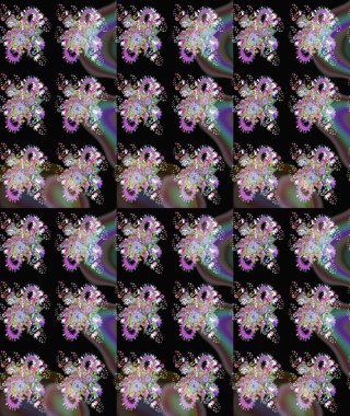 Siyah renkli çiçekler. Raster illüstrasyonunda çiçek deseni çizimi.