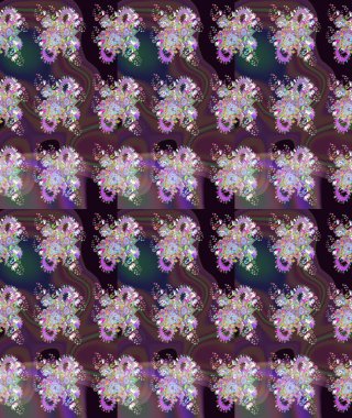 Çizgi çizimi kalıbı. Şirin çiçekler. Raster Moda kumaş deseni.