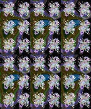 Düz Çiçek Elementleri Tasarımı. Yeşil renkli çiçekler. Güzel çiçek deseni. Renkli Bahar Teması çizim şablonu.