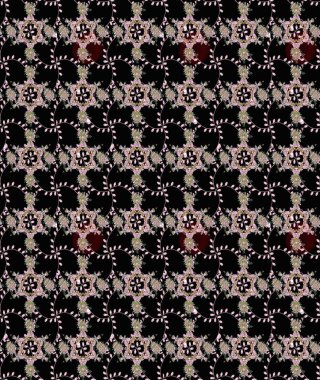 Modern gelişim, siyah raster arka plan duvar kâğıdı illüstrasyonu, klasik çizgi çizgisi, desenli desenli çiçekler, çiçekli süsler. Çiçekli el çizimi çizimi deseni.