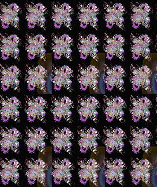 Düz Çiçek Elementleri Tasarım Raster illüstrasyonu. Siyah renkli çiçekler. Renkli Bahar temalı eskiz kalıbı. Çiçekli çiçek deseni, suluboya..