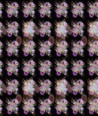 Raster çiçek desenli çiçek deseni, yapraklar, dekoratif elementler, sıçrama, lekeler, el çizimi kontur çizgileri ve Doodle çizim stili, grafik raster çizim çizimi.