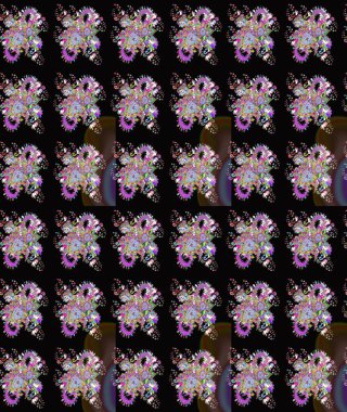 Yumuşak, yaz çiçekli arka plan. Çiçekli karalama şeklinde Raster çiçek deseni. Siyah renkte çiçekler.