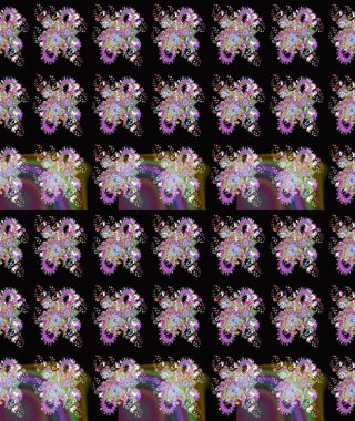 Şirin çiçekler. Çizgi çizimi kalıbı. Raster Moda kumaş deseni.