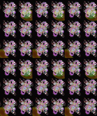 Raster illüstrasyonu. Siyah renklere karalamalı çiçek deseni çiz.