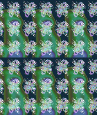 Raster düz çiçek çizim deseni. Yeşil renkli çiçekler. Tasarım hediye paketi, tebrik kartları, posterler ve afiş tasarımı.