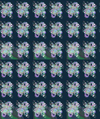 Raster illüstrasyonu. Eski usul küçük çiçekli şirin bir eskiz deseni. Kumaş, duvar kağıdı ve kağıt üzerine baskı yapmak için gelişen arka plan. Moda arka planında parlak buketler.