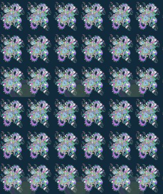 Suluboya tarzında mavi renkli çiçekler. Raster illüstrasyonunda çiçek deseni çizimi.