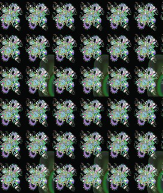 Raster illüstrasyonu. Siyah renklere karalamalı çiçek deseni çiz.