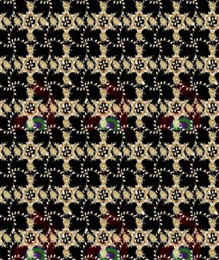 Siyah renkli etnik çiçeklerle süslenmiş zarif bir eskiz şekli. Raster Çiçek İllüstrasyonu güzel tekstil..