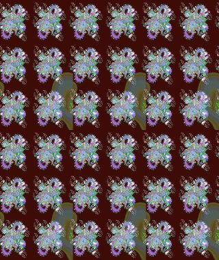 Kahverengi renkli çiçekler. Küçük çiçekteki sevimli çiçek deseni. Raster illüstrasyonu.