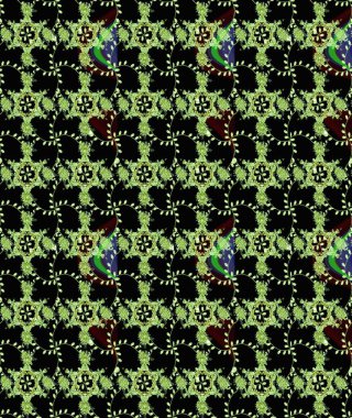 Parlak renkli çiçekli ve siyah yapraklı harika bir çiçek deseni. Halk tarzı. Modern çiçek arkaplanı. Moda baskıları için zarif bir şablon.