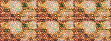 Doğu tarzı arabesk tarzında altın elementler. Raster altın pürüzsüz desen. Turuncu renklerde kusursuz desen. Kusursuz altın desenli bukleler..