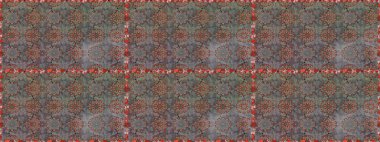 Raster illüstrasyonu. Raster illüstrasyonu. Gri renkli çiçekler. Kusursuz çiçek deseni. Asya tekstil tarzında.