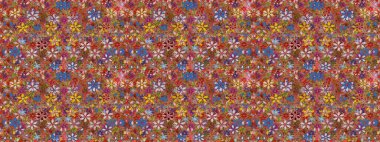 Kahverengi renkli çiçekler. Sevimli çiçek raster deseni. Renkli Bahar Temalı Kusursuz Arkaplan. Düz Çiçek Elementleri Tasarımı.