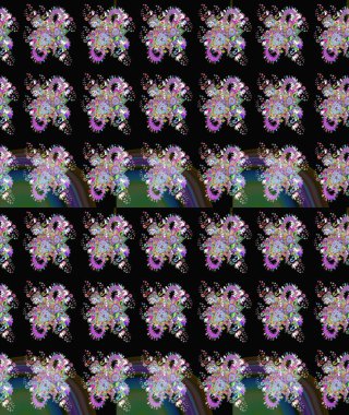 Siyah renkli çiçekler. Çiçek desenli eskiz. Tişört baskısı için çiçek boyama rasteriName.