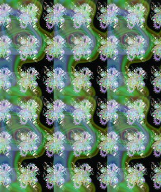 Güzel kumaş deseni. Raster illüstrasyonu. El çizimi. Çiçekler, dallar, otlar ve çiçekler.