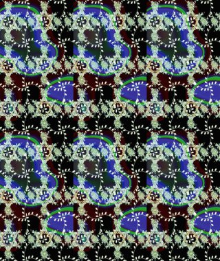 Düz Çiçek Elementleri Tasarımı. Renkli Yaz Temalı eskiz kalıbı. Siyah renkli çiçekler. Raster illüstrasyonunda çiçek deseni çizimi.