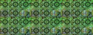 Raster illüstrasyonu. Kusursuz damaske klasik altın desen. Tekrarlayan elementlerle soyut arkaplan oluşturun. Yeşil renklerdeki altın desenli altın elementler.