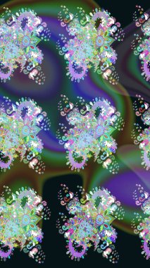 Çiçekli karalama şeklinde Raster çiçek deseni. Gri renkli çiçekler. Nazik, sevimli çiçek arkaplanı..