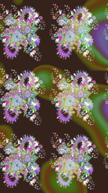 Raster illüstrasyonundaki çiçek desenli çizim. Suluboya tarzında mor renkte çiçekler.