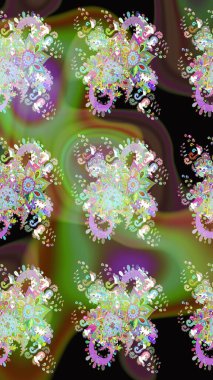 Ultraviyole kumaş deseni. Çizim kalıbı. Organik motif arka planı. Raster illüstrasyonu.