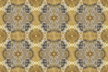 Bej, nötr ve gri renklerdeki altın desenli altın elementler. Lüks, kraliyet ve Viktorya dönemi konsepti. Süslü dekorasyon. Raster klasik barok çiçeksiz altın desenli..