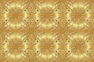 Sarı, bej ve nötr renklerde kusursuz desenli bir çiçek. Raster illüstrasyonu. Süsleme.