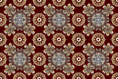 Kusursuz çiçek deseni. Kahverengi, bej ve kırmızı renklerde grafiksel, modern, pürüzsüz desen. Duvar kâğıdı barok, İspanyol kumaşı. Kusursuz raster arkaplanı.