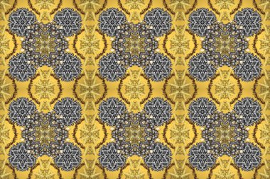 Sarı, gri ve kahverengi renklerde, altın elementlerle kusursuz klasik desen. Sarı, gri ve kahverengi renklerde altın sarısı, pürüzsüz desenler. Noel, kar tanesi, yeni yıl.