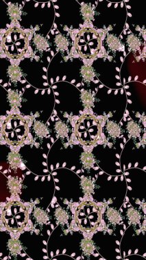 Parlak renkli çiçekli ve siyah yapraklı harika bir çiçek deseni. Halk tarzı. Moda baskıları için zarif bir şablon. Modern çiçek arkaplanı.