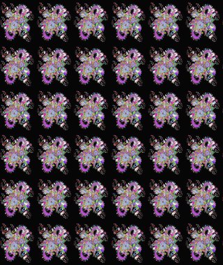 Raster illüstrasyonu. Siyah renkli çiçekler. Şirin çiçek elementleri. Çizim.